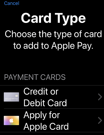 Apple Pay setup step 3