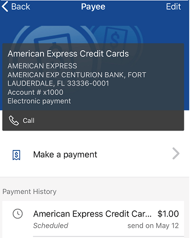 Editing payments Mobile Step 1