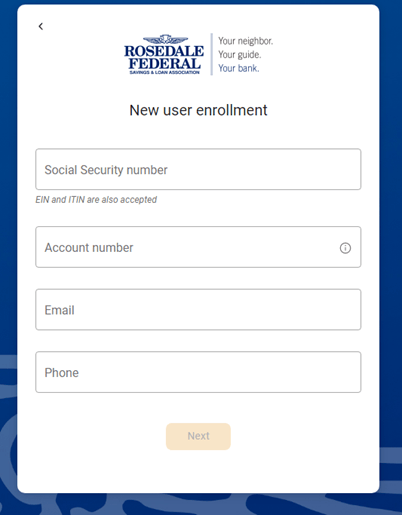 Online Banking Setup Step 2